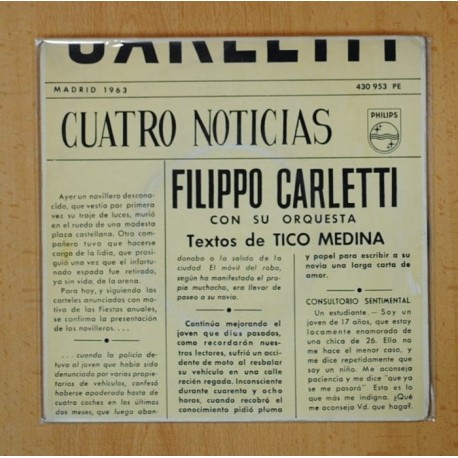 FILIPPO CARLETTI CON SU ORQUESTA - CUANDO PASE TODO + 3 - EP